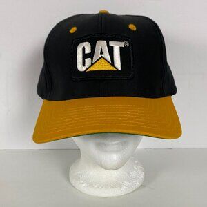 Vintage CAT Caterpillar Patch Snapback Hat Taiwan Black Yellow Cotton